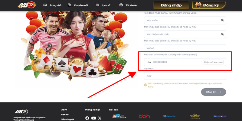 Nhập số điện thoại chính chủ đang sử dụng
